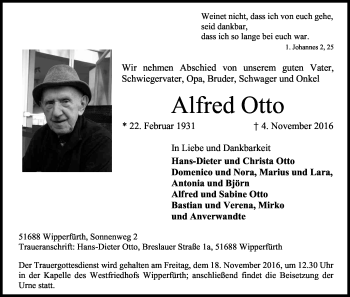 Anzeige von Alfred Otto von Kölner Stadt-Anzeiger / Kölnische Rundschau / Express