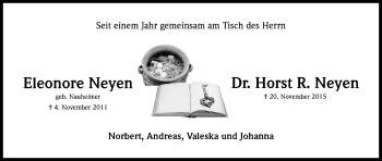 Anzeige von Eleonore/Horst R. Neyen  von Kölner Stadt-Anzeiger / Kölnische Rundschau / Express