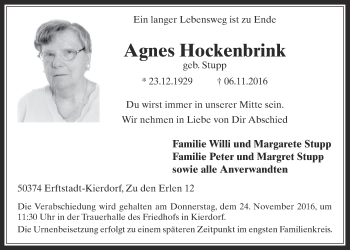 Anzeige von Agnes Hockenbrink von  Werbepost 