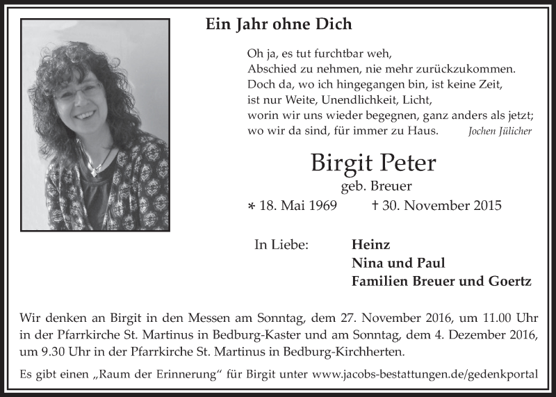  Traueranzeige für Birgit Peter vom 18.07.2023 aus  Werbepost 