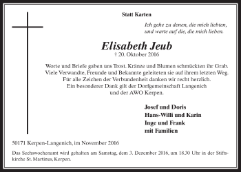 Anzeige von Elisabeth Jeub von  Werbepost 