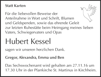 Anzeige von Hubert Kessel von  Blickpunkt Euskirchen 