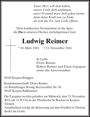 Anzeige von Ludwig Reimer von  Sonntags-Post 