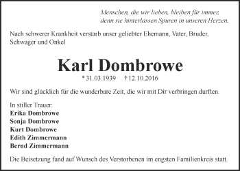 Anzeige von Karl Dombrowe von  Kölner Wochenspiegel 