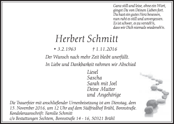 Anzeige von Herbert Schmitt von  Schlossbote/Werbekurier 