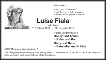 Anzeige von Luise Fiala von  Lokalanzeiger 