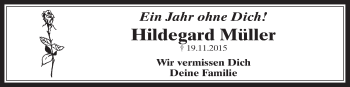 Anzeige von Hildegard Müller von  Werbepost 