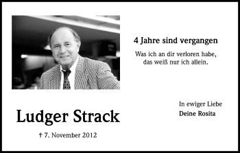 Anzeige von Ludger Strack von Kölner Stadt-Anzeiger / Kölnische Rundschau / Express