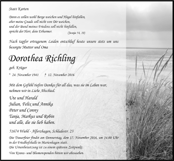 Anzeige von Dorothea  Richling von  Anzeigen Echo 