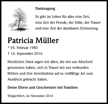 Anzeige von Patricia Müller von Kölner Stadt-Anzeiger / Kölnische Rundschau / Express