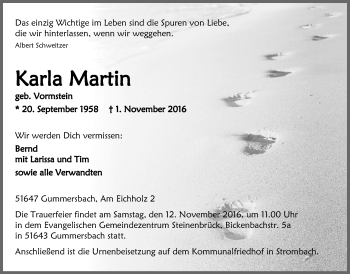 Anzeige von Karla Martin von  Anzeigen Echo 