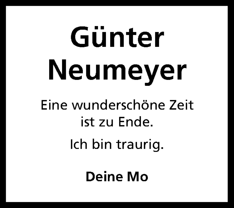  Traueranzeige für Günter Neumeyer vom 23.11.2016 aus Kölner Stadt-Anzeiger / Kölnische Rundschau / Express