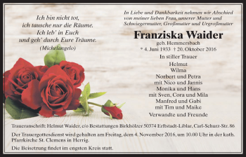 Anzeige von Franziska Waider von  Werbepost 