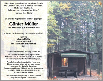 Anzeige von Günter Müller von Kölner Stadt-Anzeiger / Kölnische Rundschau / Express