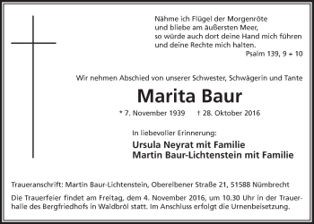 Anzeige von Marita Baur von  Lokalanzeiger 