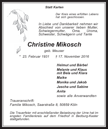 Anzeige von Christine Mikosch von  Werbepost 