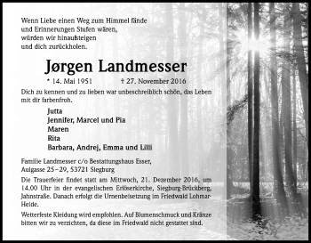 Anzeige von Jørgen Landmesser von Kölner Stadt-Anzeiger / Kölnische Rundschau / Express