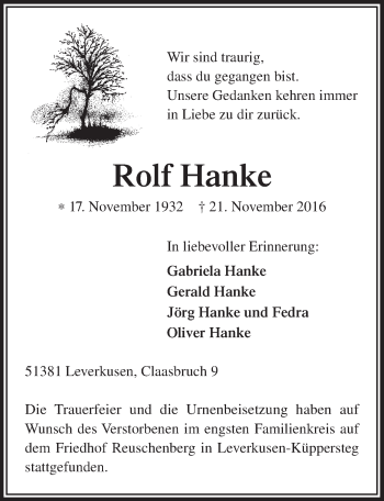 Anzeige von Rolf Hanke von  Lokale Informationen 