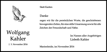 Anzeige von Lisbeth Kahler von Kölner Stadt-Anzeiger / Kölnische Rundschau / Express