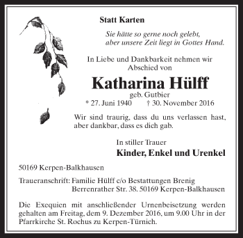 Anzeige von Katharina Hülff von  Werbepost 