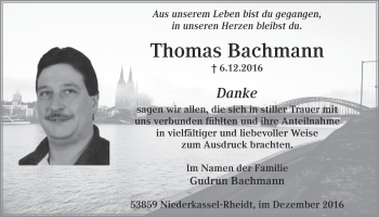 Anzeige von Thomas Bachmann von  Extra Blatt 