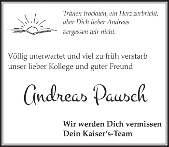 Anzeige von Andreas Pausch von  Schlossbote/Werbekurier 