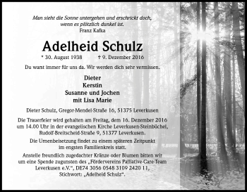 Anzeige von Adelheid Schulz von Kölner Stadt-Anzeiger / Kölnische Rundschau / Express
