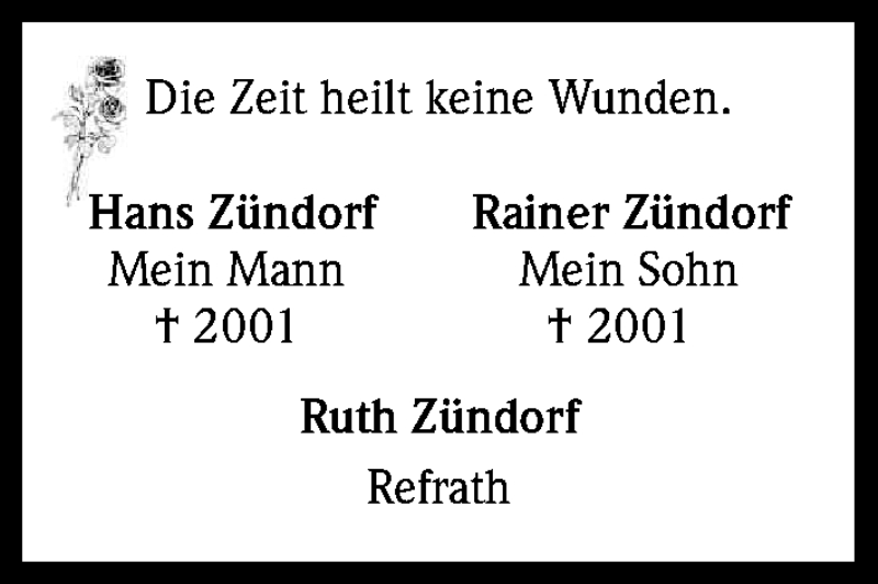  Traueranzeige für Hans und Rainer Zündorf vom 10.12.2016 aus Kölner Stadt-Anzeiger / Kölnische Rundschau / Express