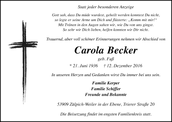 Anzeige von Carola Becker von  Blickpunkt Euskirchen 