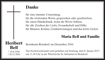 Anzeige von Heribert Bell von  Schaufenster/Blickpunkt 