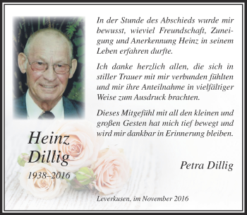 Anzeige von Heinz Dillig von  Lokale Informationen 