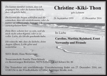 Anzeige von Christine Thon von  Werbepost 