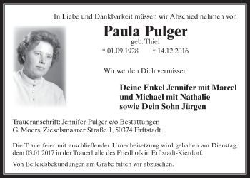 Anzeige von Paula Pulger von  Werbepost 