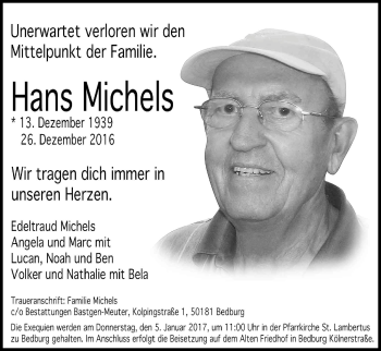 Anzeige von Hans Michels von Kölner Stadt-Anzeiger / Kölnische Rundschau / Express