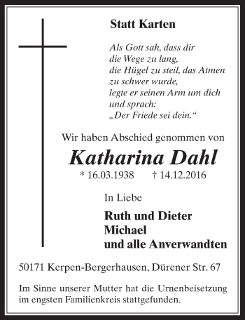 Anzeige von Katharina Dahl von  Werbepost 
