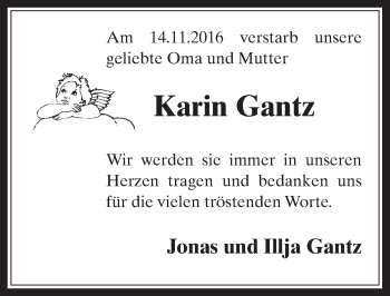 Anzeige von Karin Gantz von  Werbepost 