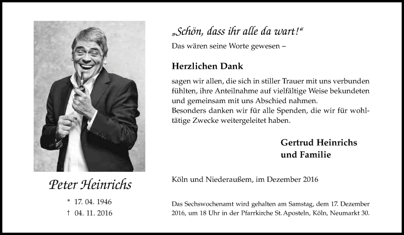  Traueranzeige für Peter Heinrichs vom 18.07.2023 aus Kölner Stadt-Anzeiger / Kölnische Rundschau / Express