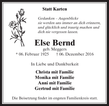 Anzeige von Else Bernd von  Werbepost 