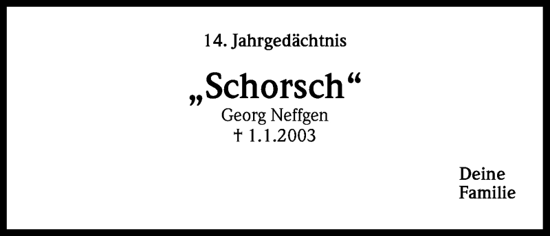  Traueranzeige für Georg Neffgen vom 31.12.2016 aus Kölner Stadt-Anzeiger / Kölnische Rundschau / Express