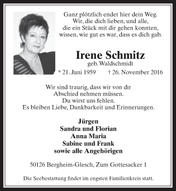 Anzeige von Irene Schmitz von  Werbepost 