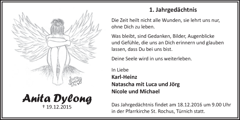  Traueranzeige für Anita Dyeohg vom 14.12.2016 aus  Werbepost 
