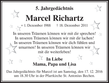 Anzeige von Marcel Richartz von  Bergisches Handelsblatt 