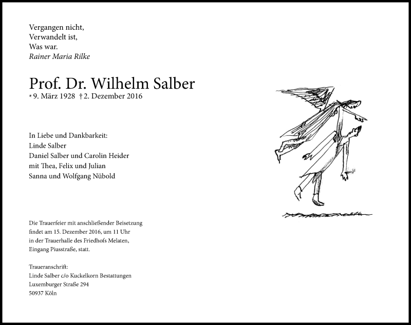  Traueranzeige für Wilhelm Salber vom 10.12.2016 aus Kölner Stadt-Anzeiger / Kölnische Rundschau / Express