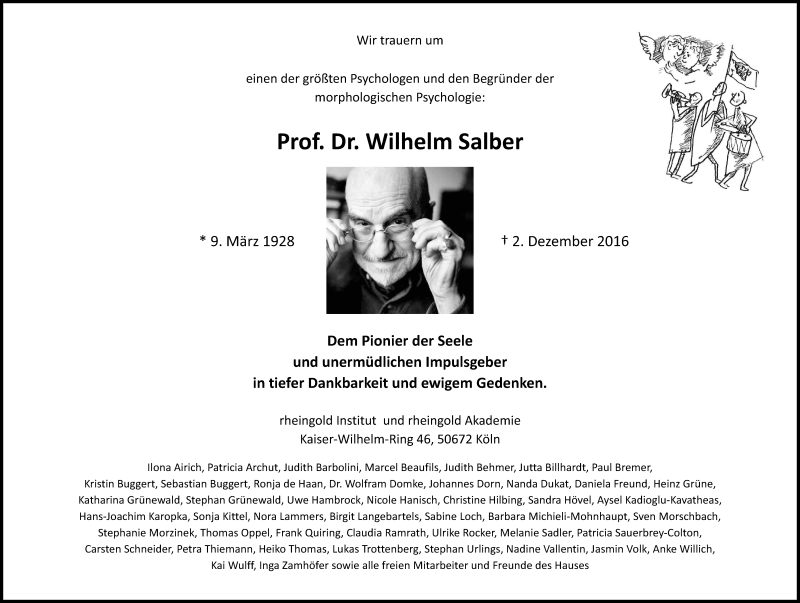  Traueranzeige für Wilhelm Salber vom 10.12.2016 aus Kölner Stadt-Anzeiger / Kölnische Rundschau / Express