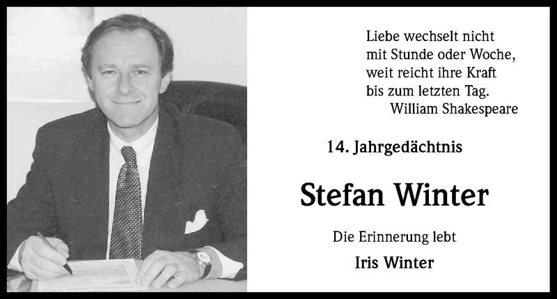  Traueranzeige für Stefan Winter vom 07.12.2016 aus Kölner Stadt-Anzeiger / Kölnische Rundschau / Express