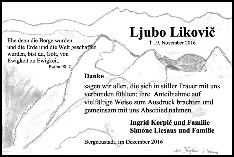  Traueranzeige für Ljubo Likovic vom 13.12.2016 aus Kölner Stadt-Anzeiger / Kölnische Rundschau / Express