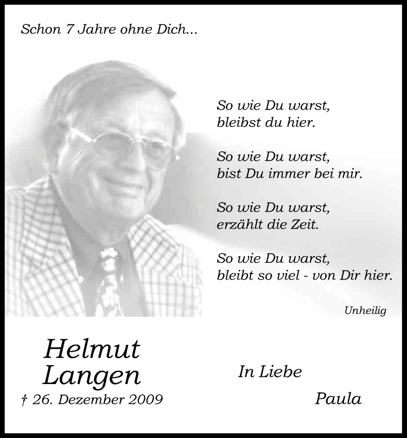  Traueranzeige für Helmut Langen vom 18.07.2023 aus Kölner Stadt-Anzeiger / Kölnische Rundschau / Express
