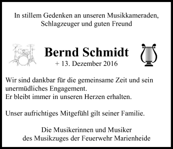 Anzeige von Bernd Schmidt von Kölner Stadt-Anzeiger / Kölnische Rundschau / Express
