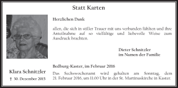 Anzeige von Klara Schnitzler von  Werbepost 