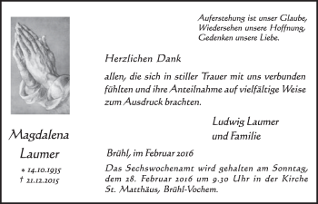 Anzeige von Magdalena Laumer von  Schlossbote/Werbekurier 